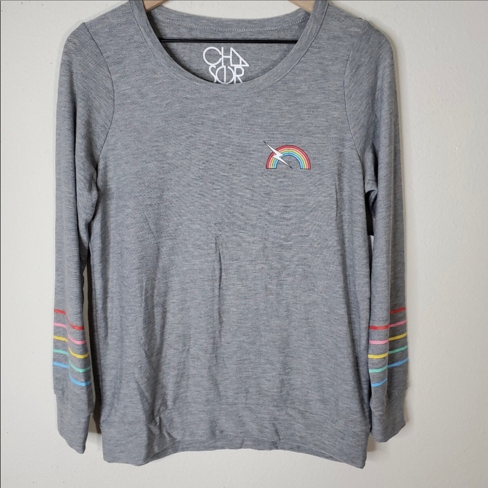 Chaser Gray Long Sleeve Unicorn Top Size Large